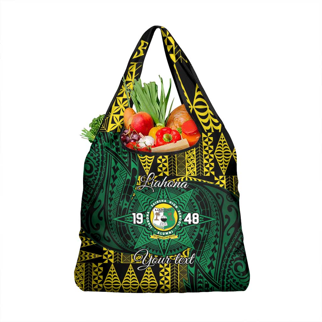 Personalised Tonga Liahona High School Grocery Bag Since 1948 Special Kupesi Pattern LT9 1-pack One Size Green - Polynesian Pride