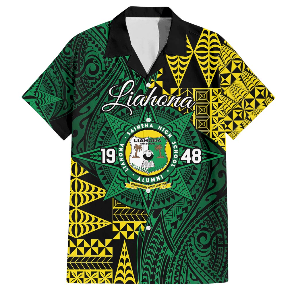 Personalised Tonga Liahona High School Hawaiian Shirt Since 1948 Special Kupesi Pattern LT9 Green - Polynesian Pride
