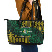 Personalised Tonga Liahona High School Leather Tote Bag Since 1948 Special Kupesi Pattern LT9 - Polynesian Pride