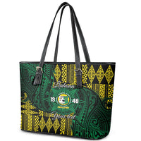 Personalised Tonga Liahona High School Leather Tote Bag Since 1948 Special Kupesi Pattern LT9 - Polynesian Pride