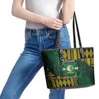 Personalised Tonga Liahona High School Leather Tote Bag Since 1948 Special Kupesi Pattern LT9 - Polynesian Pride