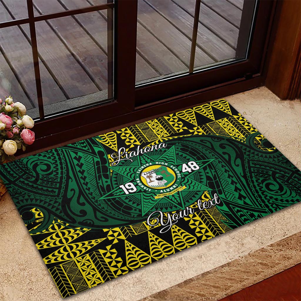 Personalised Tonga Liahona High School Rubber Doormat Since 1948 Special Kupesi Pattern LT9 - Polynesian Pride