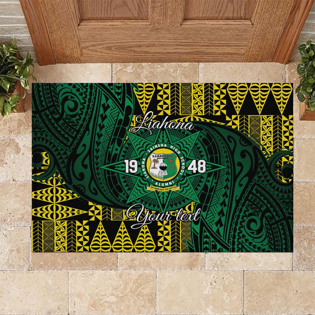Personalised Tonga Liahona High School Rubber Doormat Since 1948 Special Kupesi Pattern LT9 - Polynesian Pride