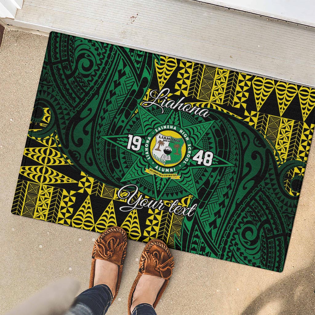 Personalised Tonga Liahona High School Rubber Doormat Since 1948 Special Kupesi Pattern LT9 - Polynesian Pride