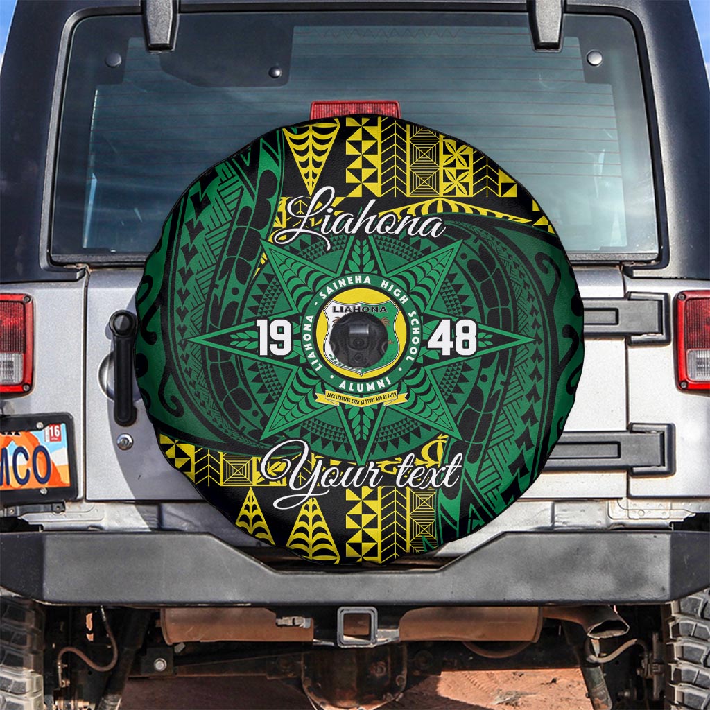 Personalised Tonga Liahona High School Spare Tire Cover Since 1948 Special Kupesi Pattern LT9 Green - Polynesian Pride