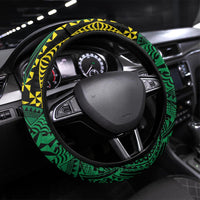 Tonga Liahona High School Steering Wheel Cover Since 1948 Special Kupesi Pattern LT9 Universal Fit Green - Polynesian Pride