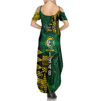 Personalised Tonga Liahona High School Summer Maxi Dress Since 1948 Special Kupesi Pattern LT9 - Polynesian Pride