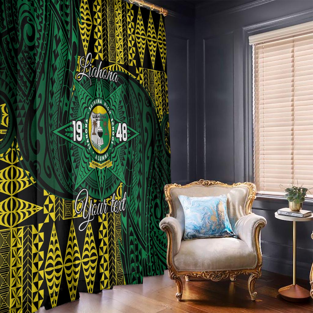 Personalised Tonga Liahona High School Window Curtain Since 1948 Special Kupesi Pattern LT9 - Polynesian Pride