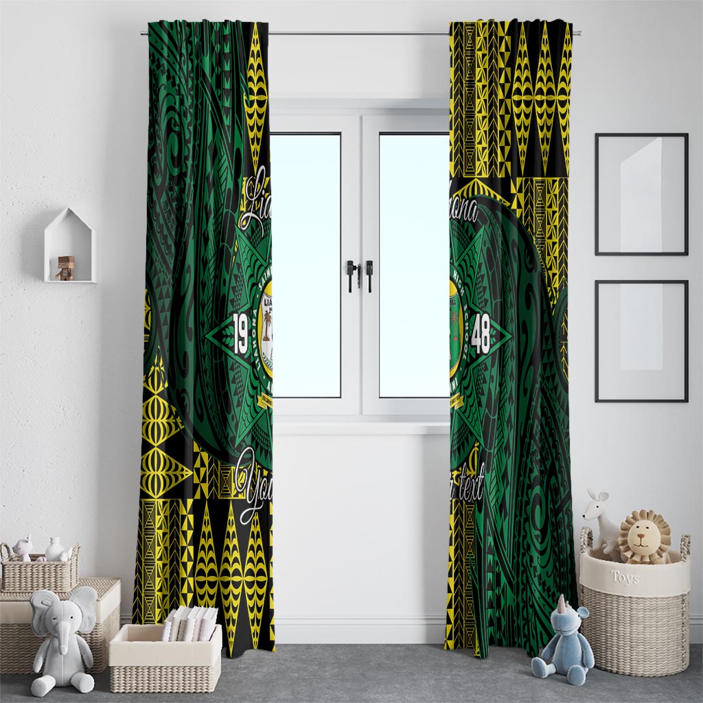 Personalised Tonga Liahona High School Window Curtain Since 1948 Special Kupesi Pattern LT9 - Polynesian Pride