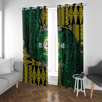 Personalised Tonga Liahona High School Window Curtain Since 1948 Special Kupesi Pattern LT9 With Grommets Green - Polynesian Pride