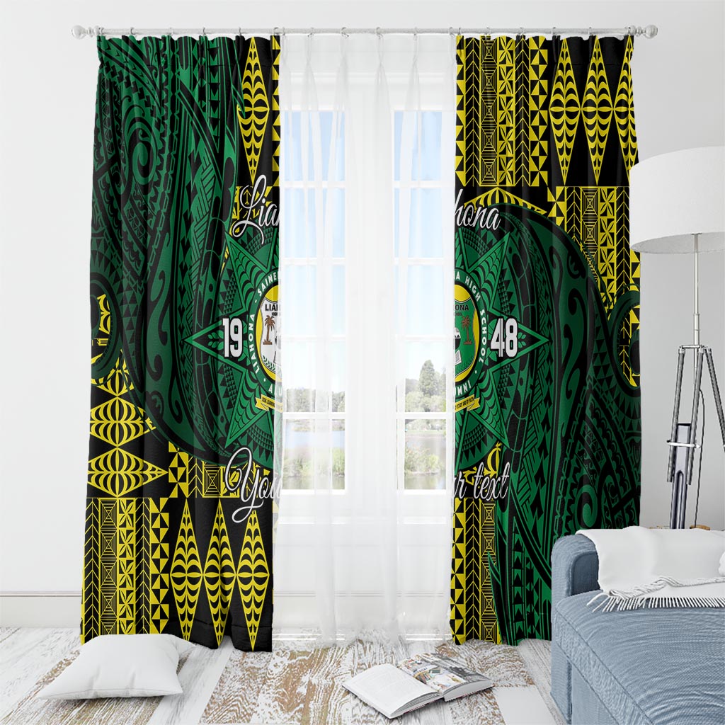 Personalised Tonga Liahona High School Window Curtain Since 1948 Special Kupesi Pattern LT9 - Polynesian Pride