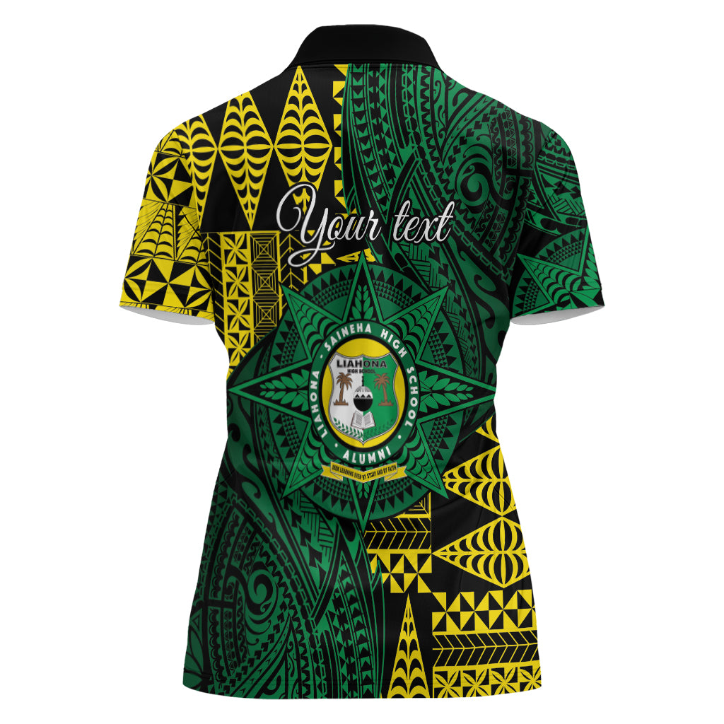 Personalised Tonga Liahona High School Women Polo Shirt Since 1948 Special Kupesi Pattern