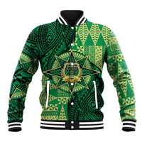 Personalised Tonga Saineha High School Baseball Jacket Since 1978 Special Kupesi Pattern LT9 Unisex Green - Polynesian Pride