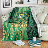 Personalised Tonga Saineha High School Blanket Since 1978 Special Kupesi Pattern LT9 Green - Polynesian Pride