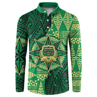 Personalised Tonga Saineha High School Button Sweatshirt Since 1978 Special Kupesi Pattern LT9 Green - Polynesian Pride
