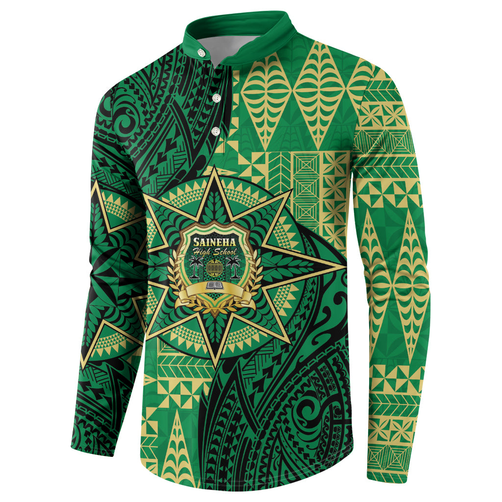 Personalised Tonga Saineha High School Button Sweatshirt Since 1978 Special Kupesi Pattern LT9 - Polynesian Pride
