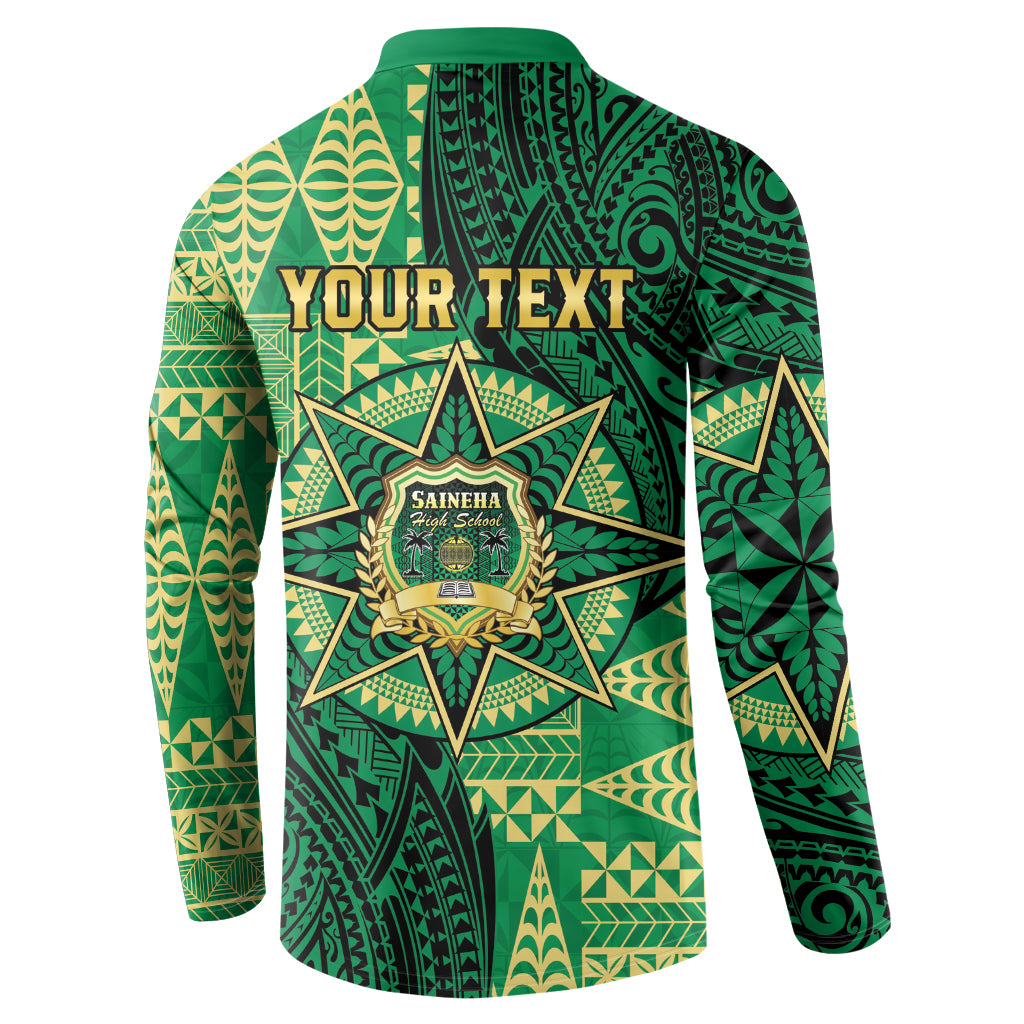 Personalised Tonga Saineha High School Button Sweatshirt Since 1978 Special Kupesi Pattern LT9 - Polynesian Pride
