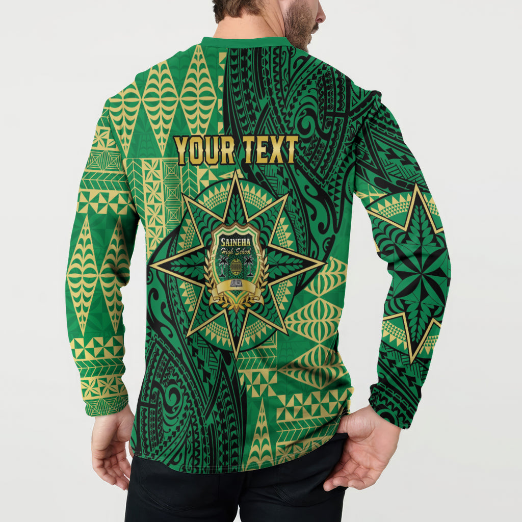 Personalised Tonga Saineha High School Button Sweatshirt Since 1978 Special Kupesi Pattern LT9 - Polynesian Pride