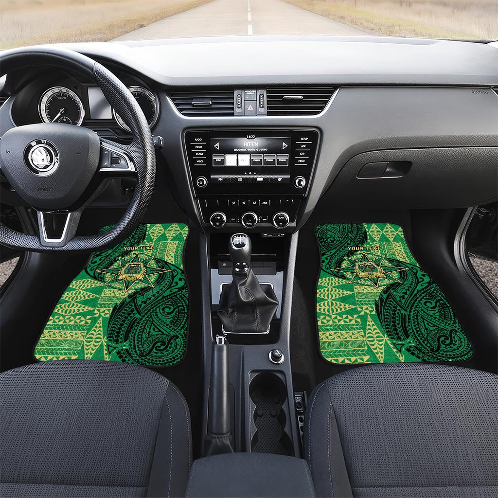 Personalised Tonga Saineha High School Car Mats Since 1978 Special Kupesi Pattern LT9 Set 2pcs - Front Green - Polynesian Pride