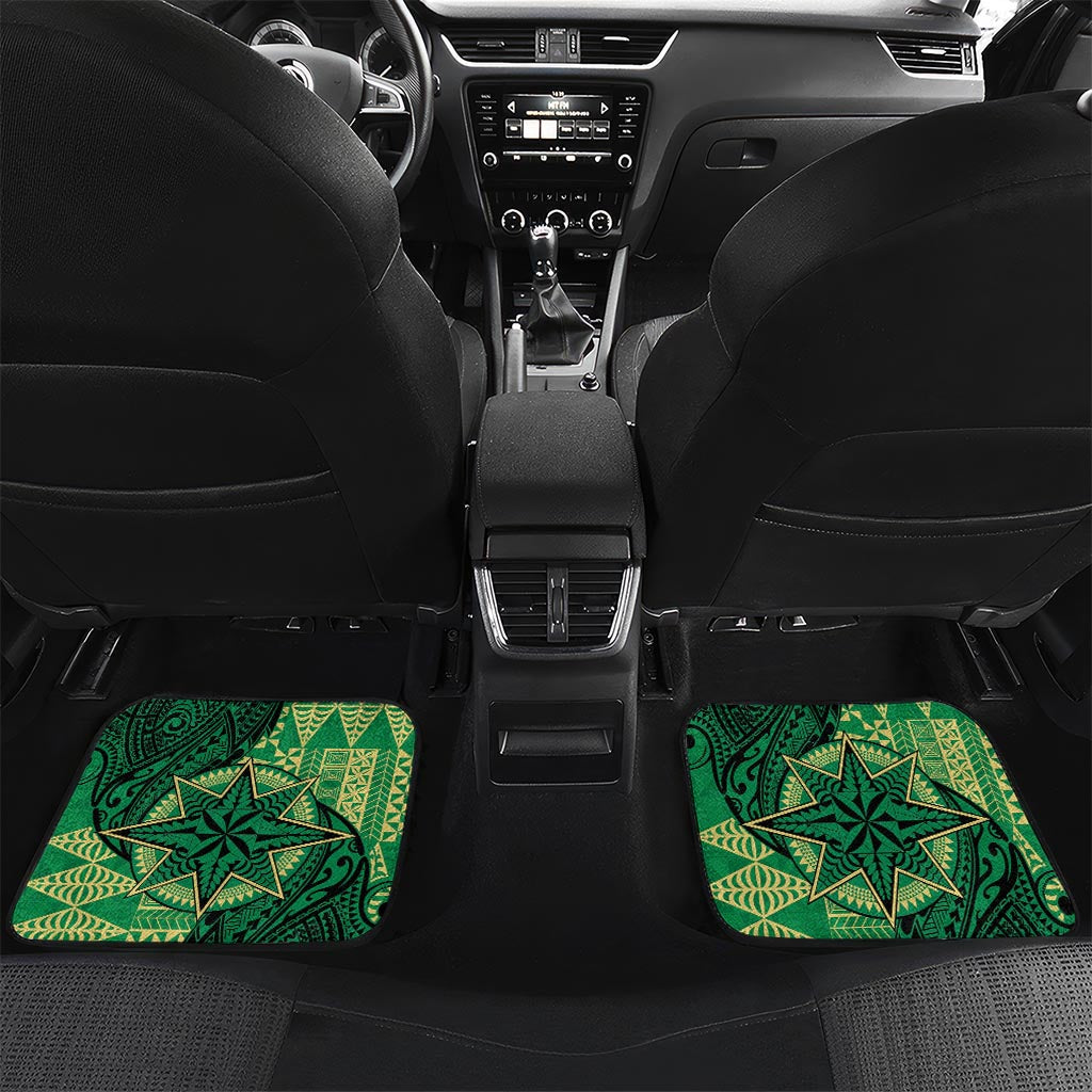 Personalised Tonga Saineha High School Car Mats Since 1978 Special Kupesi Pattern LT9 Set 2pcs - Back Green - Polynesian Pride