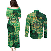 Personalised Tonga Saineha High School Couples Matching Puletasi and Long Sleeve Button Shirt Since 1978 Special Kupesi Pattern LT9 - Polynesian Pride