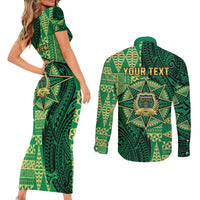 Personalised Tonga Saineha High School Couples Matching Short Sleeve Bodycon Dress and Long Sleeve Button Shirt Since 1978 Special Kupesi Pattern LT9 - Polynesian Pride
