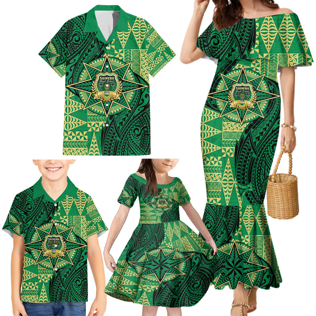 Personalised Tonga Saineha High School Family Matching Mermaid Dress and Hawaiian Shirt Since 1978 Special Kupesi Pattern