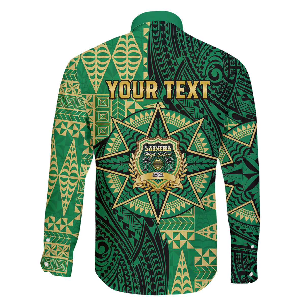Personalised Tonga Saineha High School Family Matching Off The Shoulder Long Sleeve Dress and Hawaiian Shirt Since 1978 Special Kupesi Pattern