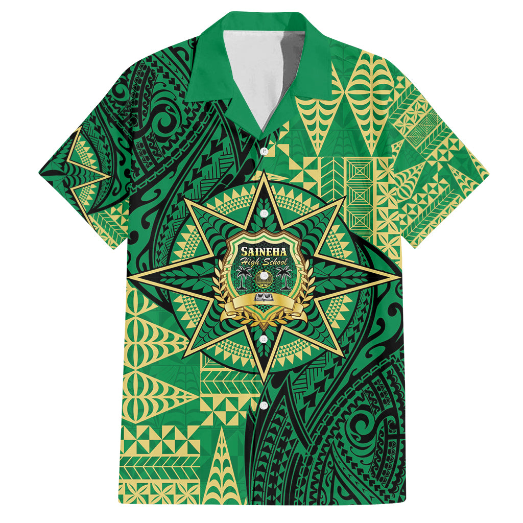 Personalised Tonga Saineha High School Family Matching Off Shoulder Short Dress and Hawaiian Shirt Since 1978 Special Kupesi Pattern