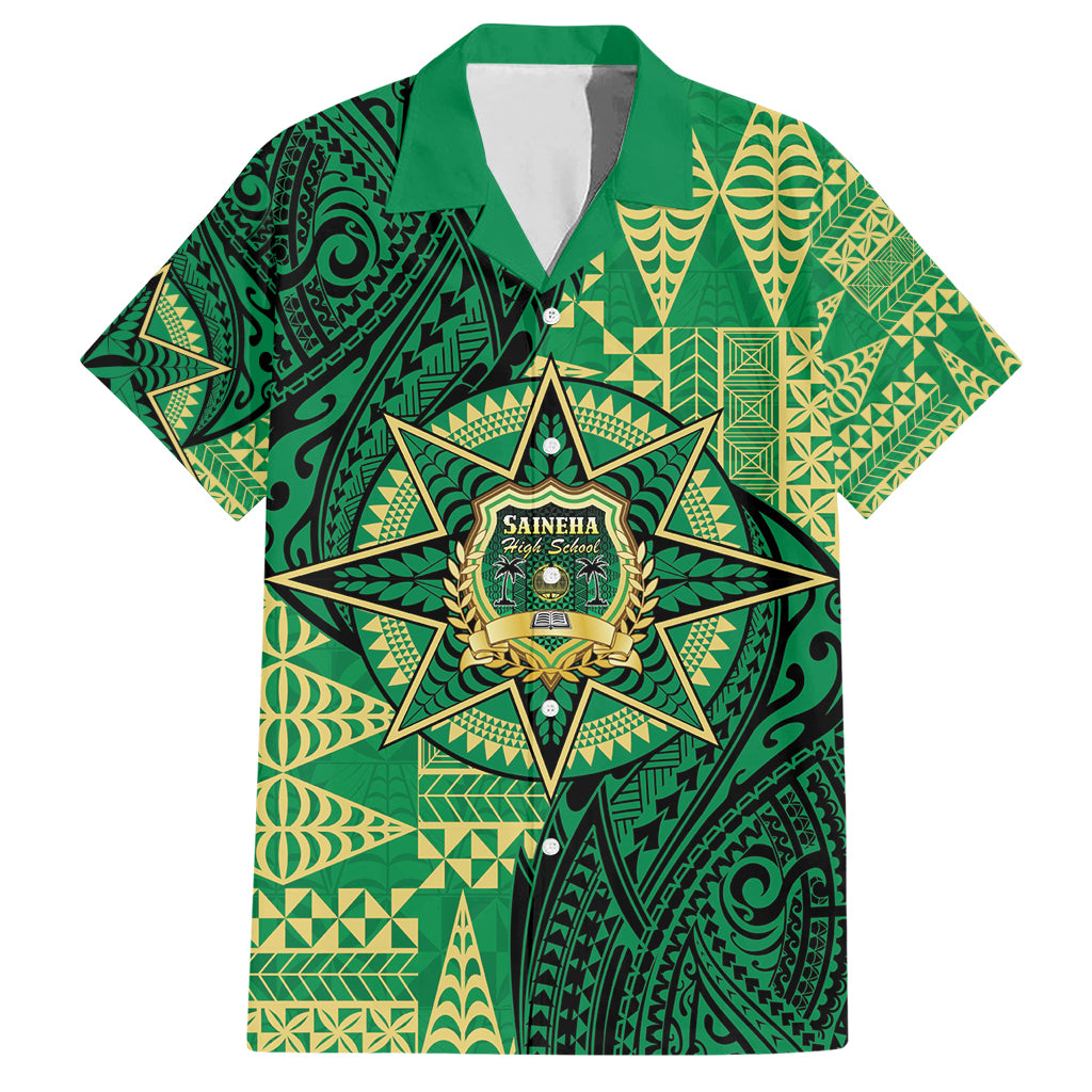 Personalised Tonga Saineha High School Family Matching Short Sleeve Bodycon Dress and Hawaiian Shirt Since 1978 Special Kupesi Pattern