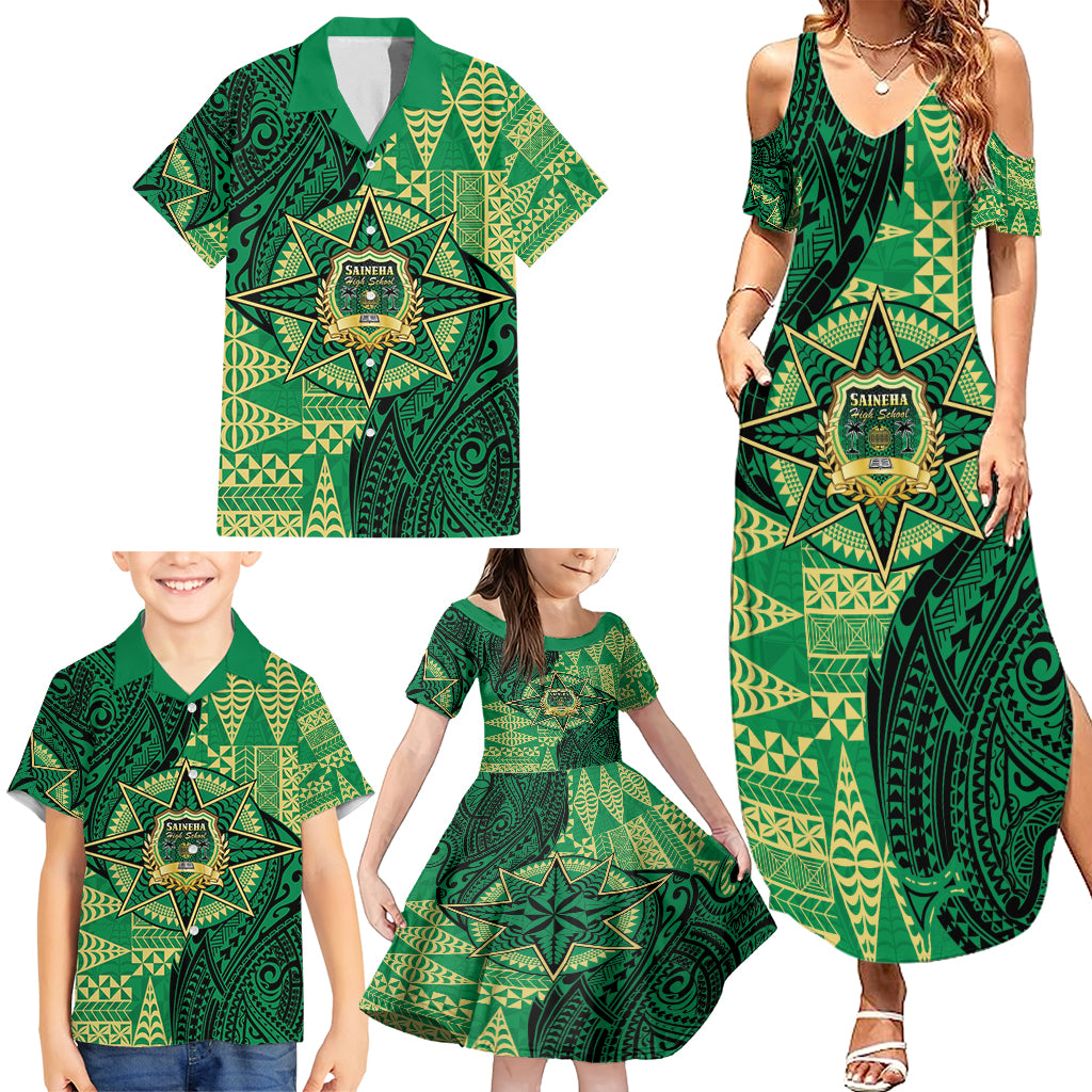 Personalised Tonga Saineha High School Family Matching Summer Maxi Dress and Hawaiian Shirt Since 1978 Special Kupesi Pattern