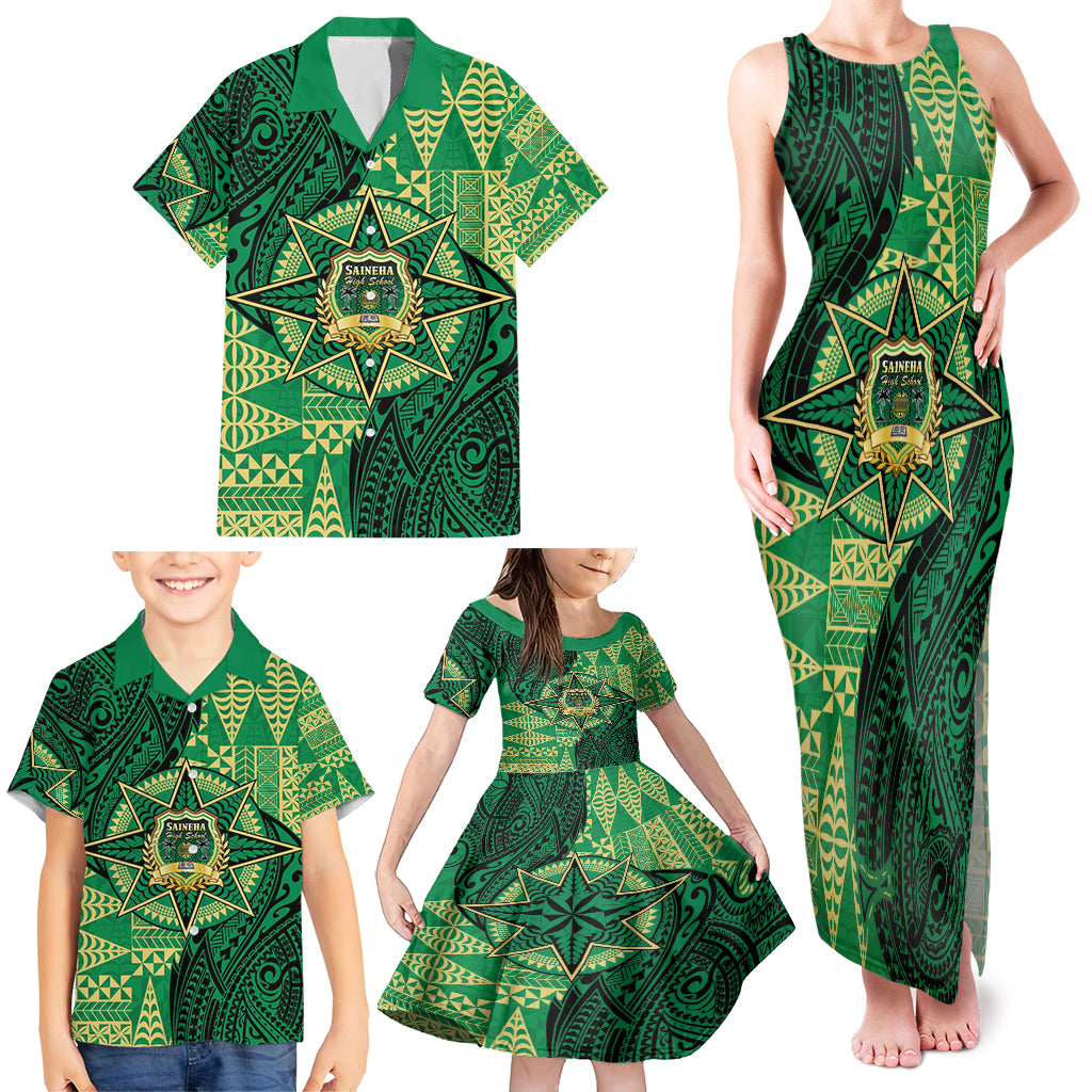 Personalised Tonga Saineha High School Family Matching Tank Maxi Dress and Hawaiian Shirt Since 1978 Special Kupesi Pattern LT9 - Polynesian Pride