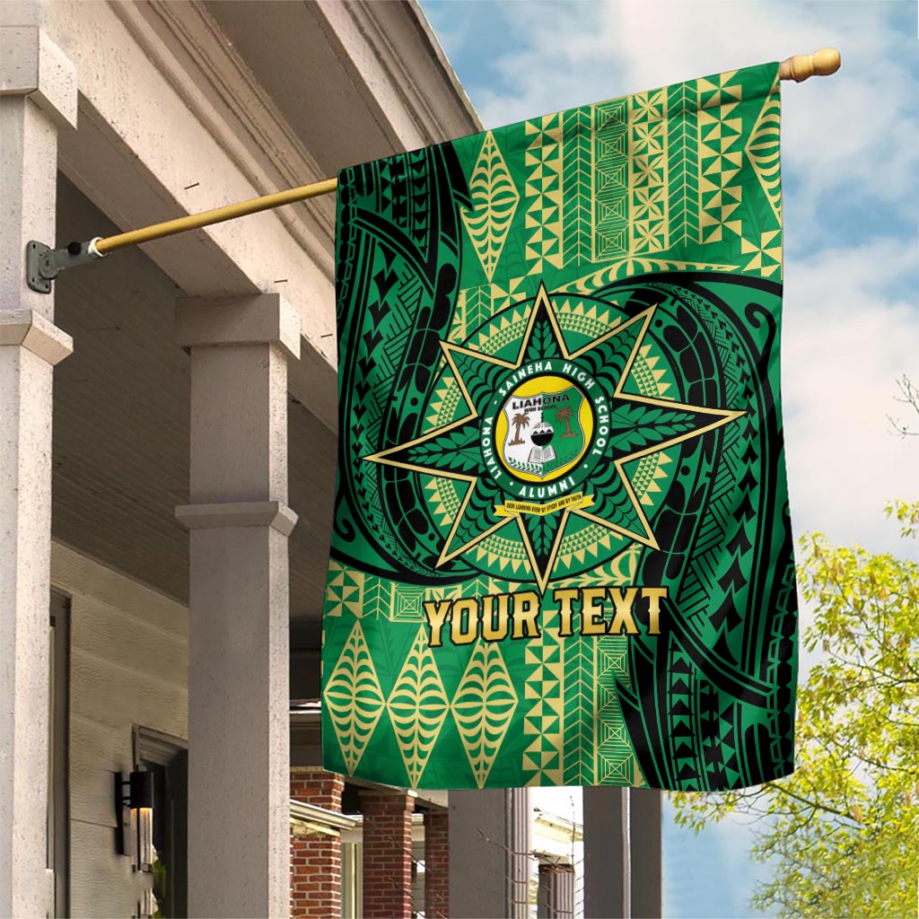 Personalised Tonga Saineha High School Garden Flag Since 1978 Special Kupesi Pattern LT9 House Flag Green - Polynesian Pride