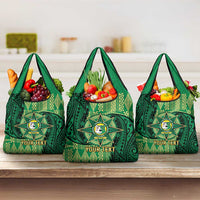 Personalised Tonga Saineha High School Grocery Bag Since 1978 Special Kupesi Pattern LT9 3-pack One Size Green - Polynesian Pride