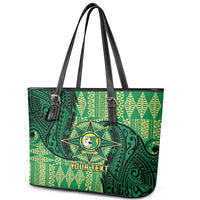 Personalised Tonga Saineha High School Leather Tote Bag Since 1978 Special Kupesi Pattern LT9 - Polynesian Pride