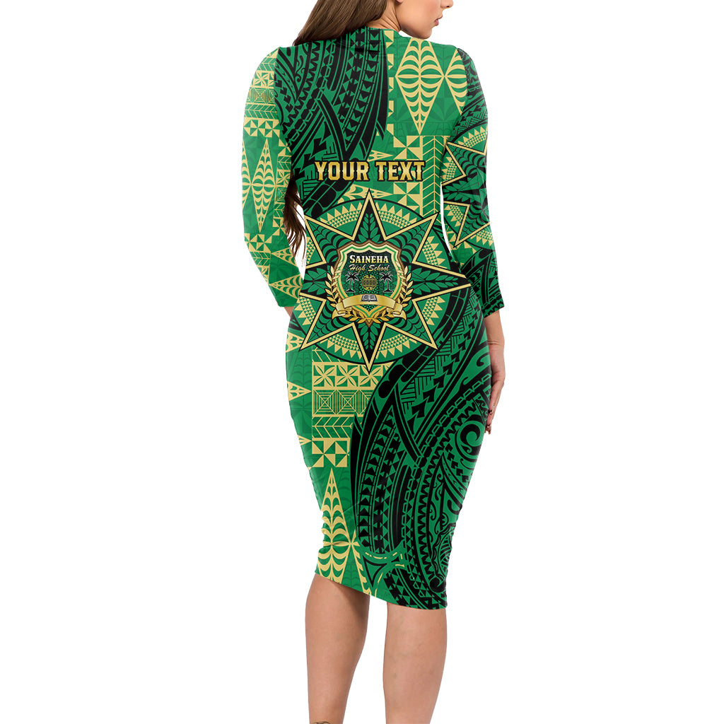Personalised Tonga Saineha High School Long Sleeve Bodycon Dress Since 1978 Special Kupesi Pattern