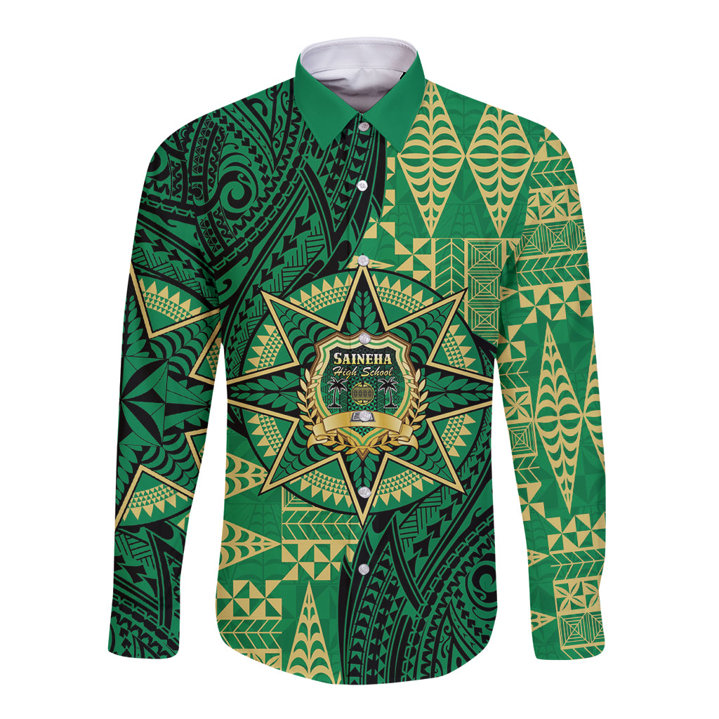 Personalised Tonga Saineha High School Long Sleeve Button Shirt Since 1978 Special Kupesi Pattern