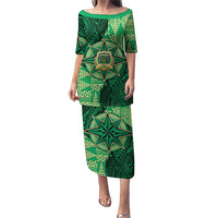 Personalised Tonga Saineha High School Puletasi Since 1978 Special Kupesi Pattern LT9 Long Dress Green - Polynesian Pride