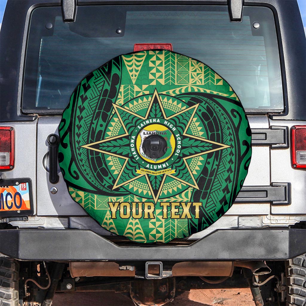 Personalised Tonga Saineha High School Spare Tire Cover Since 1978 Special Kupesi Pattern LT9 Green - Polynesian Pride