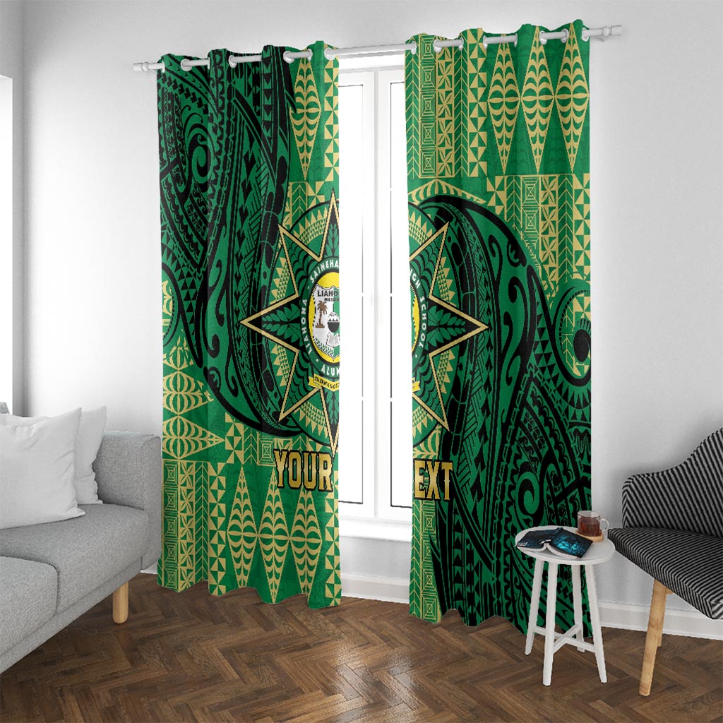 Personalised Tonga Saineha High School Window Curtain Since 1978 Special Kupesi Pattern LT9 With Grommets Green - Polynesian Pride