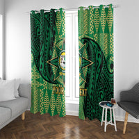 Personalised Tonga Saineha High School Window Curtain Since 1978 Special Kupesi Pattern LT9 With Grommets Green - Polynesian Pride