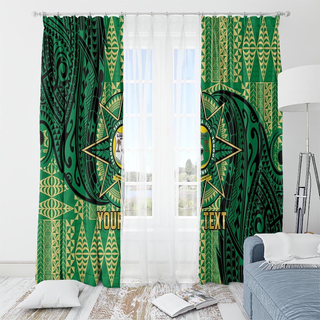 Personalised Tonga Saineha High School Window Curtain Since 1978 Special Kupesi Pattern LT9 - Polynesian Pride