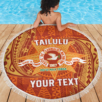 Personalised Tonga Tailulu College Beach Blanket Since 1967 Special Kupesi Pattern Version 1 LT9 - Polynesian Pride