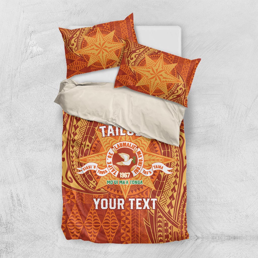 Personalised Tonga Tailulu College Bedding Set Since 1967 Special Kupesi Pattern Version 1 LT9 US Twin 172cm x 218cm Gold - Polynesian Pride