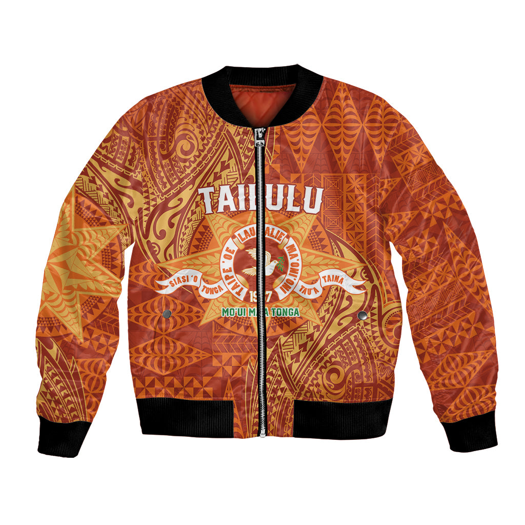 Personalised Tonga Tailulu College Bomber Jacket Since 1967 Special Kupesi Pattern Version 1 LT9 Unisex Gold - Polynesian Pride