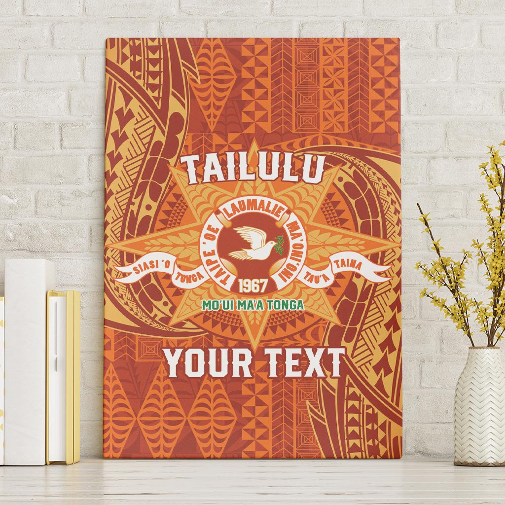 Personalised Tonga Tailulu College Canvas Wall Art Since 1967 Special Kupesi Pattern Version 1 LT9 Without Frame Gold - Polynesian Pride