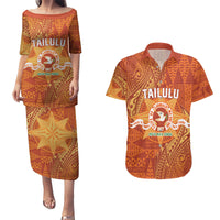 Personalised Tonga Tailulu College Couples Matching Puletasi and Hawaiian Shirt Since 1967 Special Kupesi Pattern Version 1 LT9 Gold - Polynesian Pride