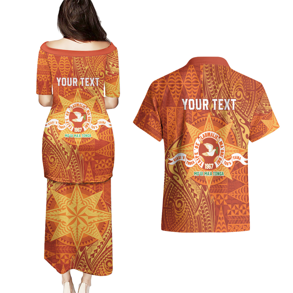 Personalised Tonga Tailulu College Couples Matching Puletasi and Hawaiian Shirt Since 1967 Special Kupesi Pattern Version 1 LT9 - Polynesian Pride