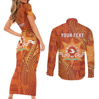 Personalised Tonga Tailulu College Couples Matching Short Sleeve Bodycon Dress and Long Sleeve Button Shirt Since 1967 Special Kupesi Pattern Version 1 LT9 - Polynesian Pride