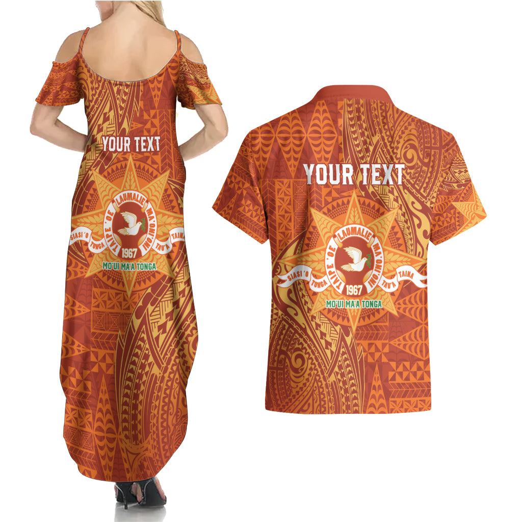 Personalised Tonga Tailulu College Couples Matching Summer Maxi Dress and Hawaiian Shirt Since 1967 Special Kupesi Pattern Version 1 LT9 - Polynesian Pride